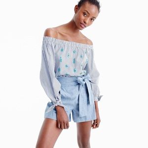 JCREW Off the Shoulder Beaded Peasant Top